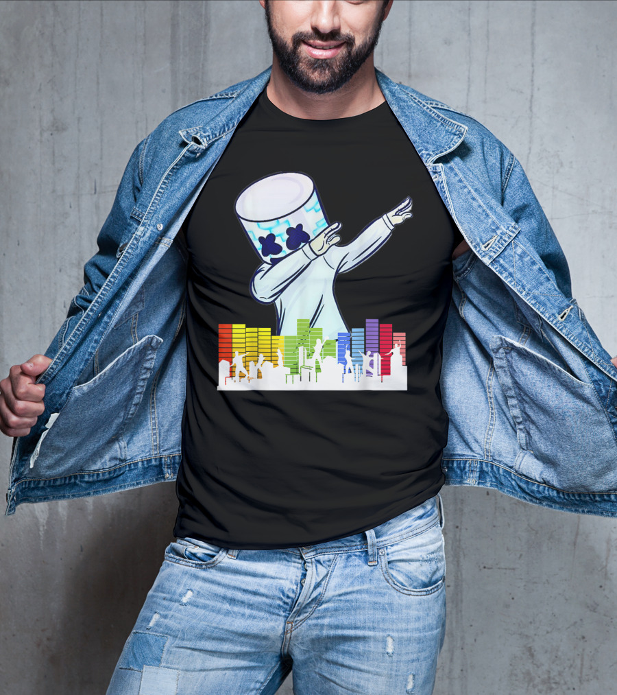 All I Want For Christmas Is Marshmallow Dabbing With Colorful Dance Equalizer T-Shirt