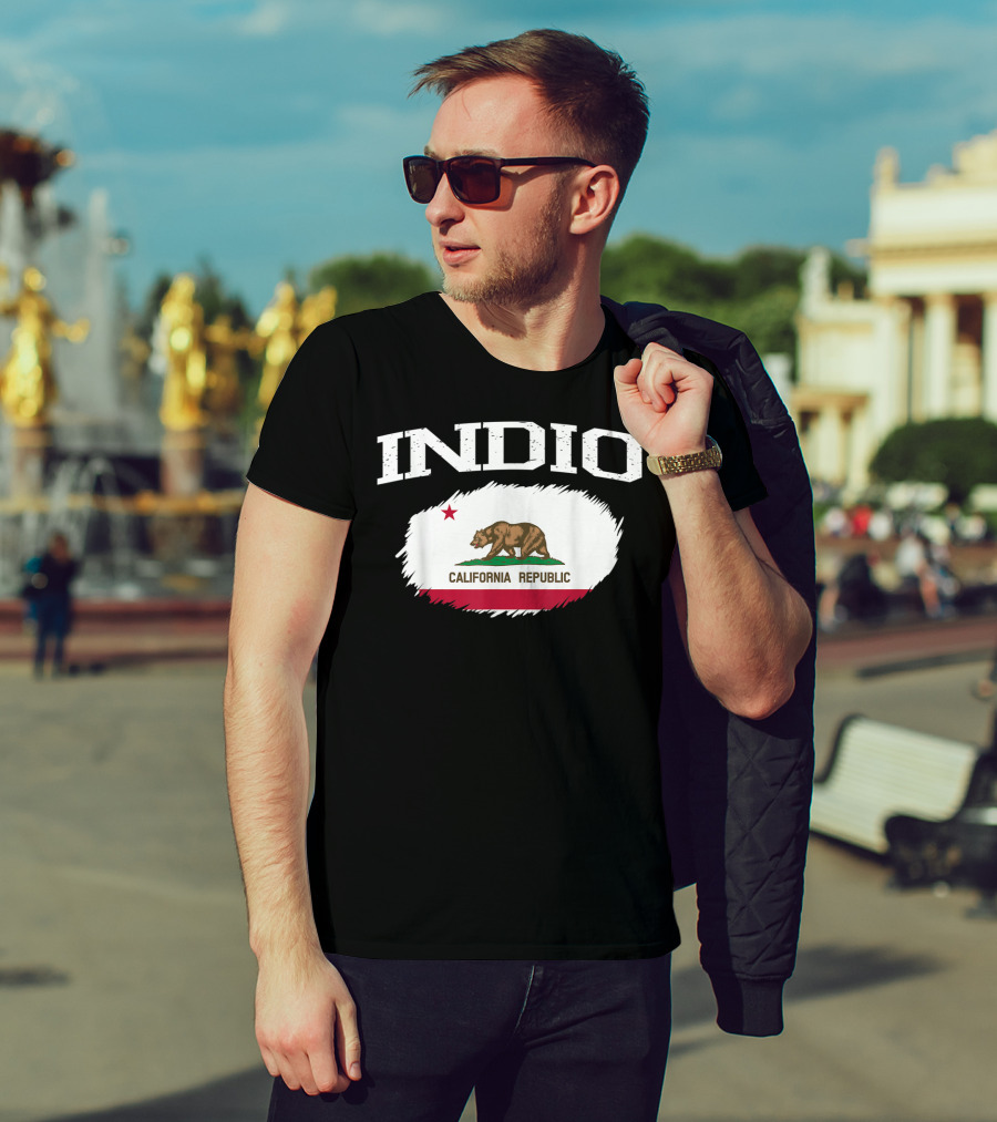 INDIO CALIFORNIA REPUBLIC Vintage USA Flag Sports T-Shirt