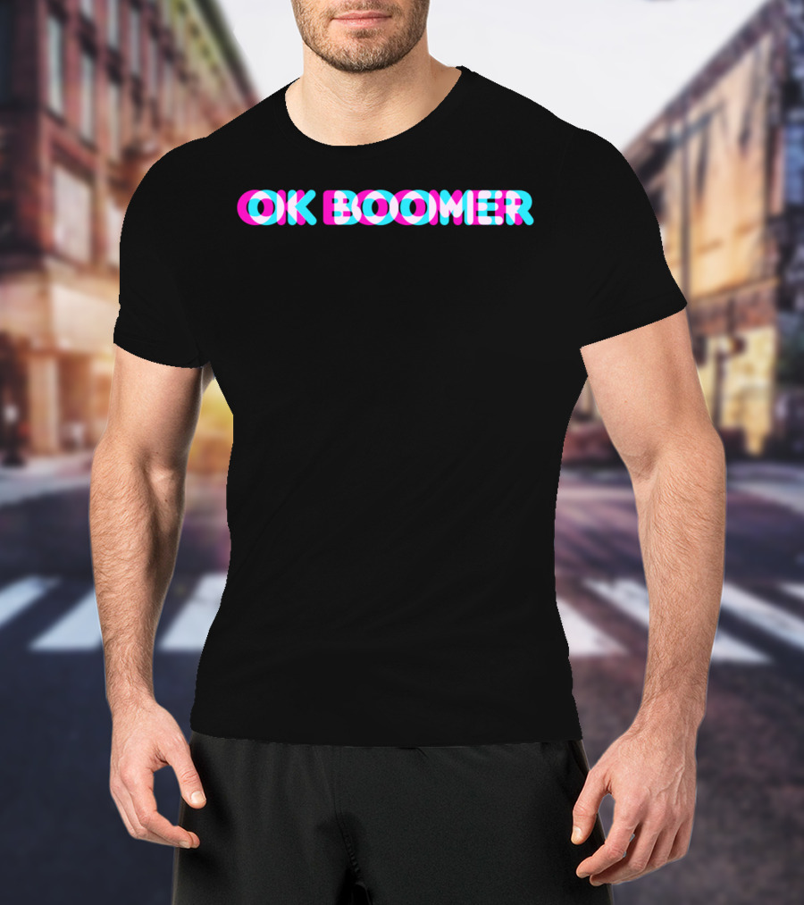 OK Boomer Meme Funny Anaglyph Type Text T-Shirt