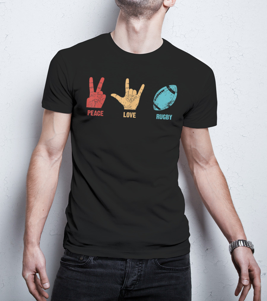 Peace Love Rugby Vintage Sport Lover Player T-Shirt