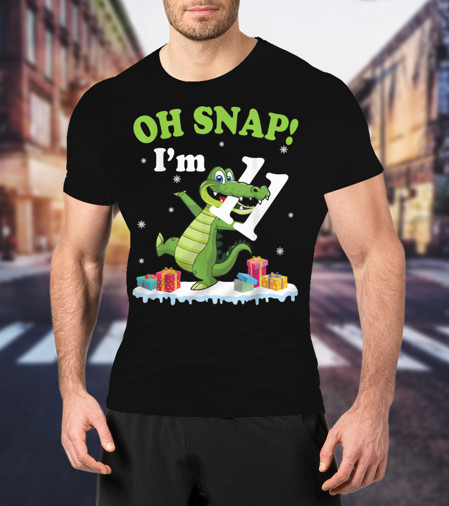 Oh Snap I'm Eleven Crocodile Snow Noel T-Shirt