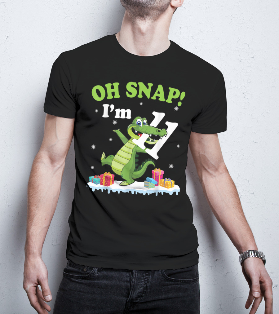 Oh Snap I'm Eleven Crocodile Snow Noel T-Shirt
