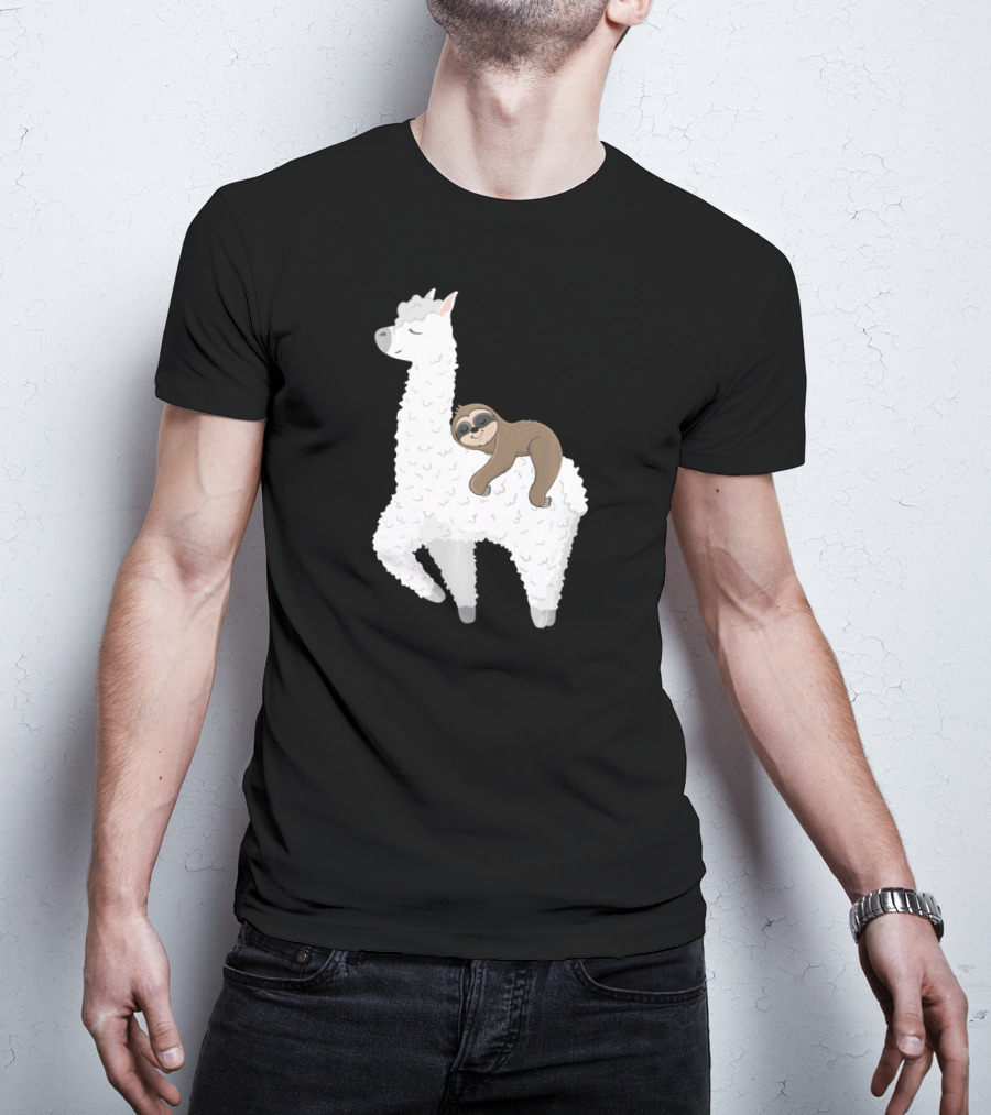 Sloth Best Friends Riding Llama Alpaca T-Shirt