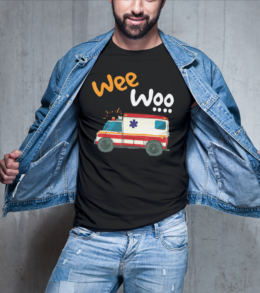 Wee Woo EMT Paramedic Ambulance Cartoon Emergency Vehicle T-Shirt