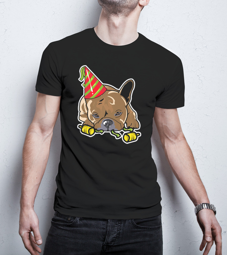 Eve French Bulldog Frenchie Happy New Year Party Hat T-Shirt