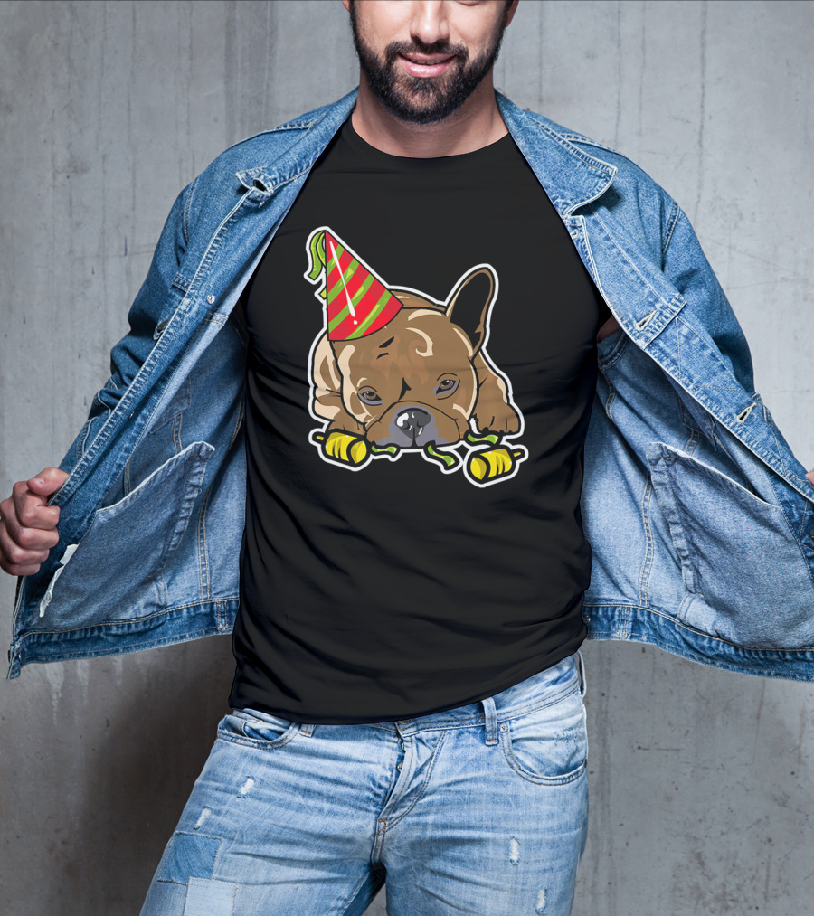 Eve French Bulldog Frenchie Happy New Year Party Hat T-Shirt