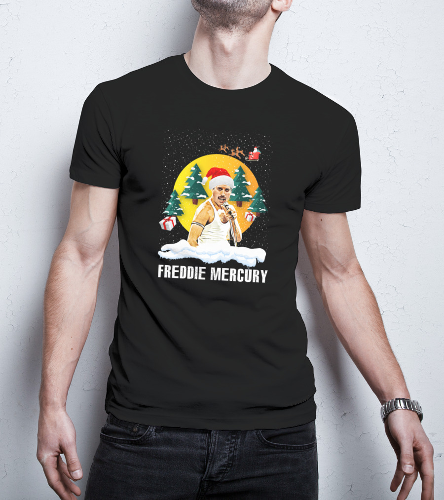 Freddie Mercurys Love Christmas Santa Hat Trees Gifts T-Shirt