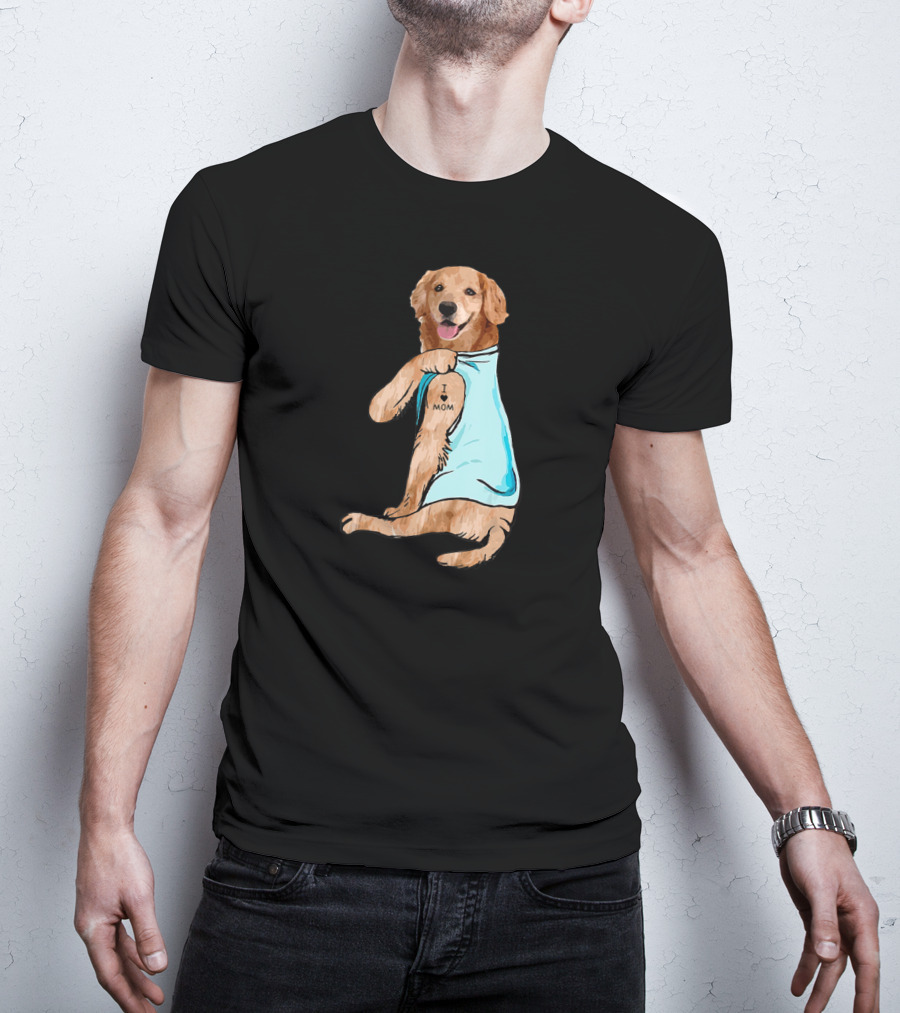 Golden Retriever I Love Mom Tattoo T-Shirt