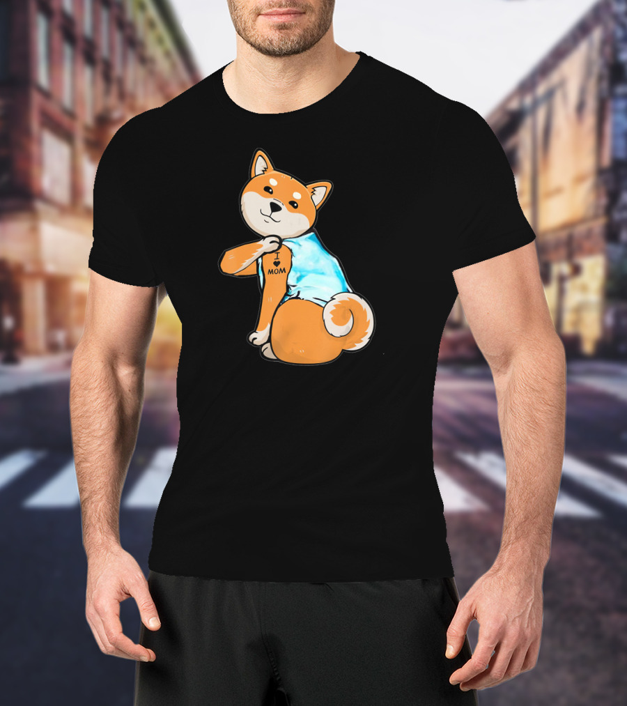 Shiba Tattoos I Love Mom T-Shirt