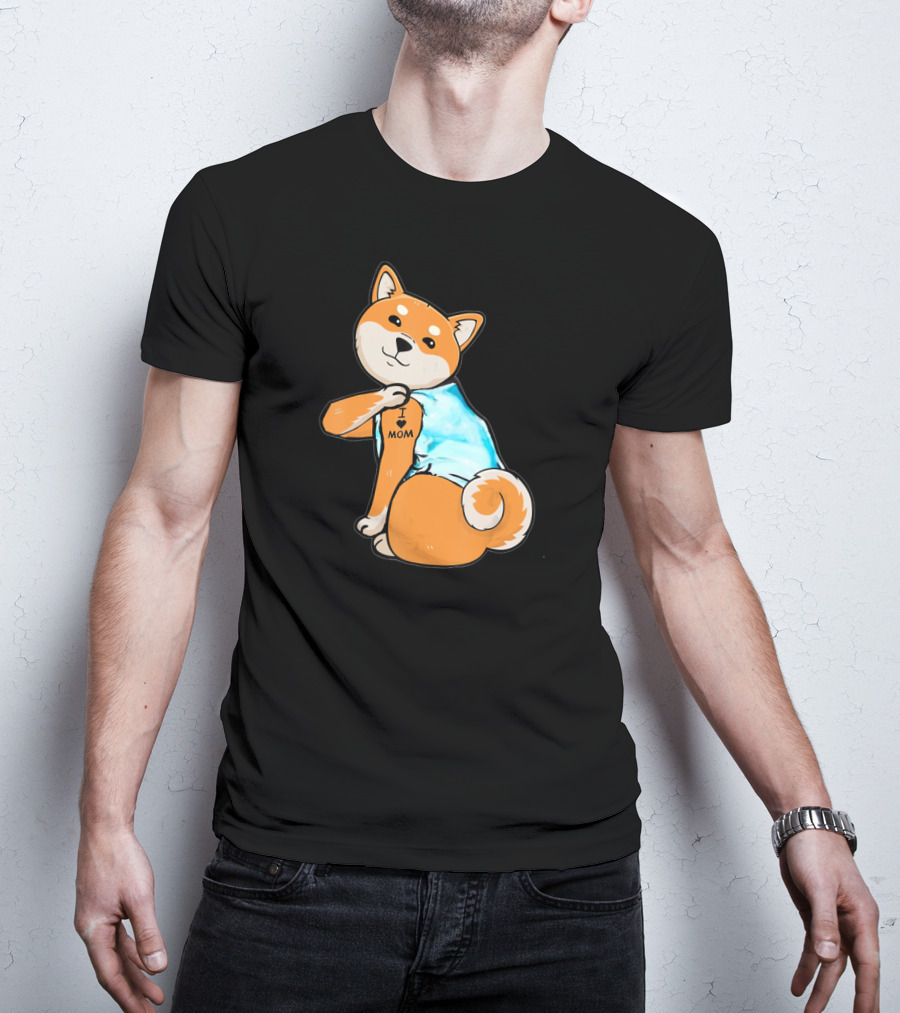 Shiba Tattoos I Love Mom T-Shirt