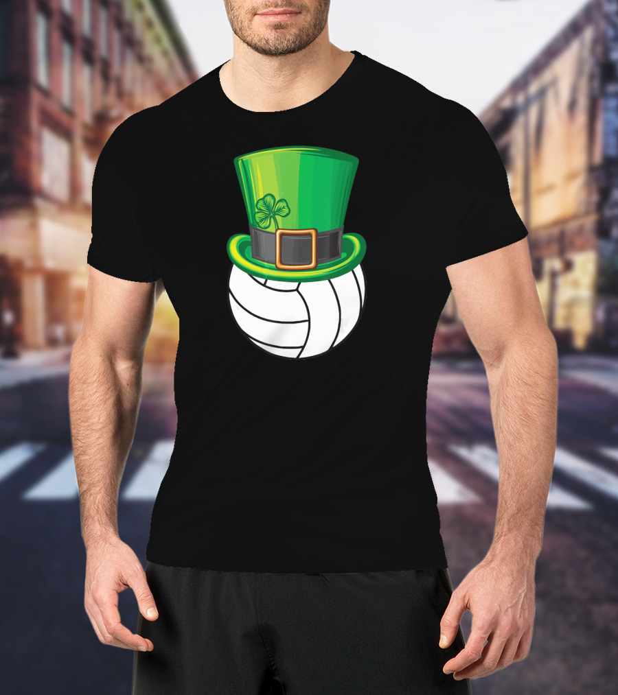 Volleyball Patrick's Day Clover Hat Volley Player T-Shirt