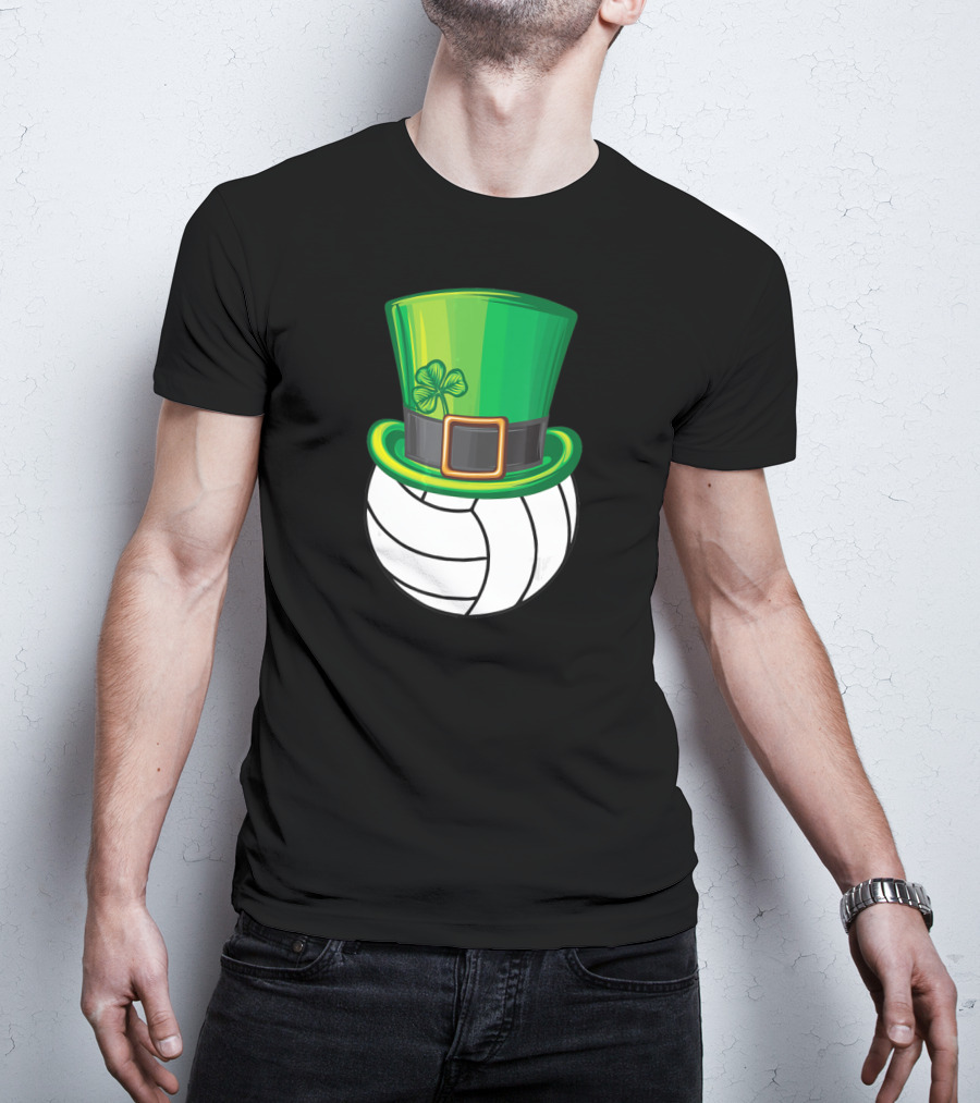 Volleyball Patrick's Day Clover Hat Volley Player T-Shirt