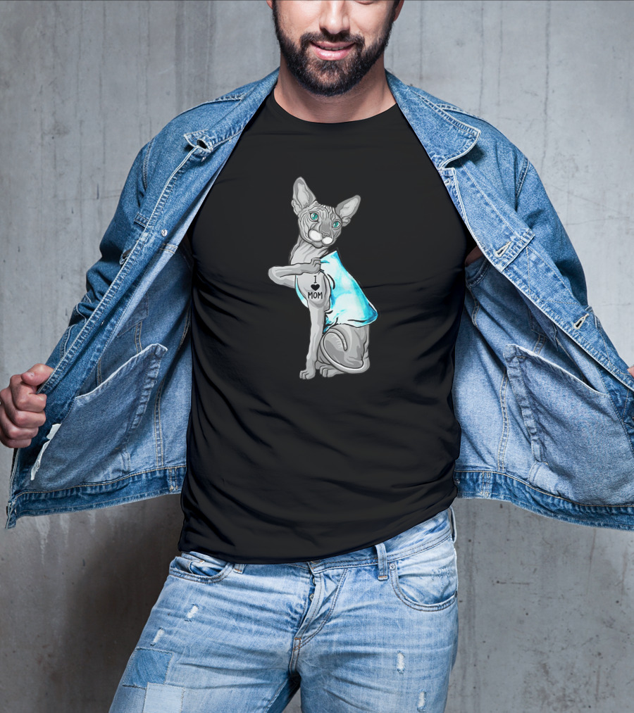 Sphynx Cat I Love Mom Tattooed Badass T-Shirt
