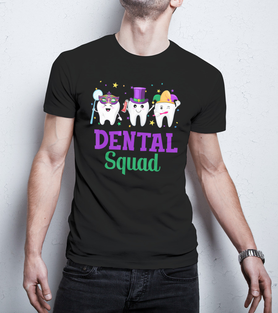 Dental Squad Tooth Assistant Mardi Gras T-Shirt