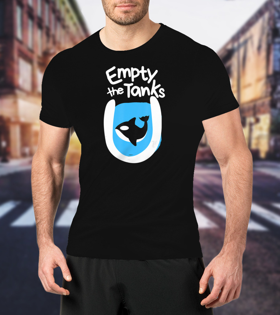 Empty The Tanks Killer Whale Orca Inside Blue Tank Image T-Shirt
