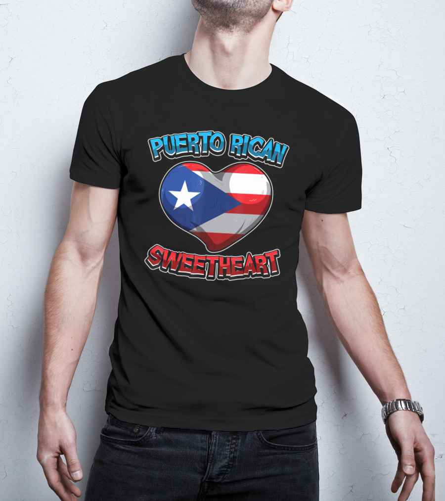 Puerto Rican Sweetheart Heart-Shaped Flag T-Shirt