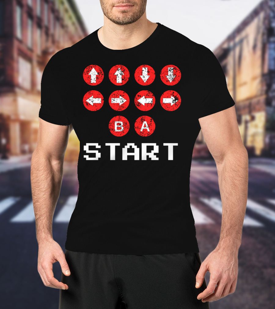 Konami Code Vintage Gaming Up Up Down Down Left Right B A Start T-Shirt