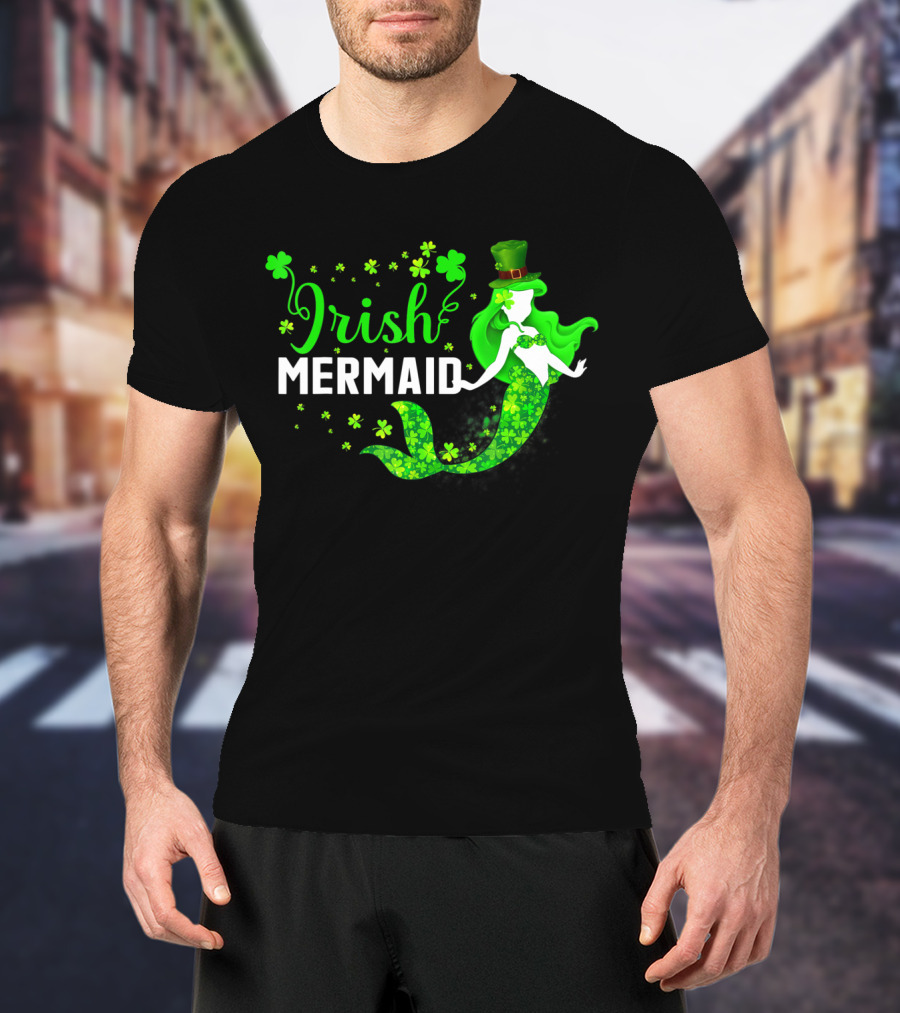 Irish Mermaid St Patrick Day Clover Hat T-Shirt