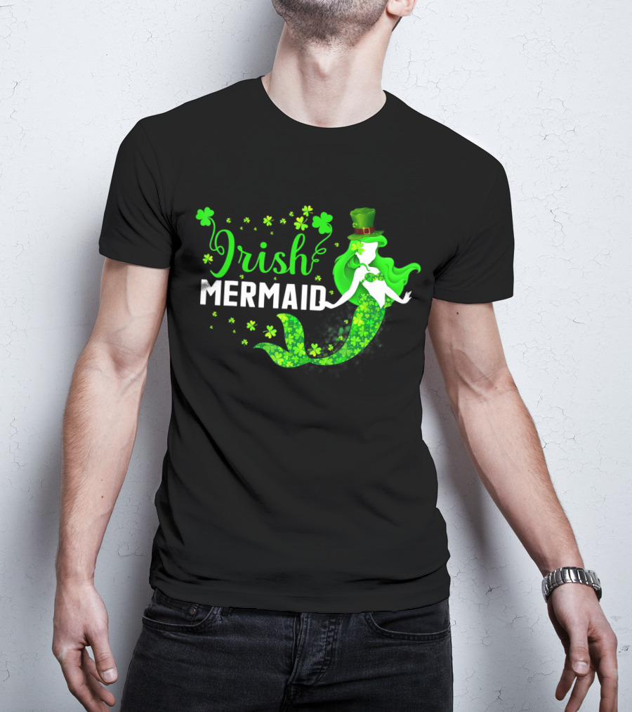 Irish Mermaid St Patrick Day Clover Hat T-Shirt