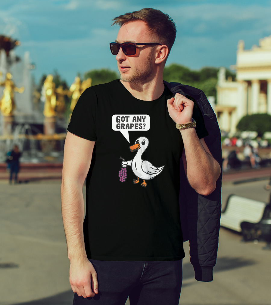Duck Holding Grapes Asking Got Any Grapes? T-Shirt