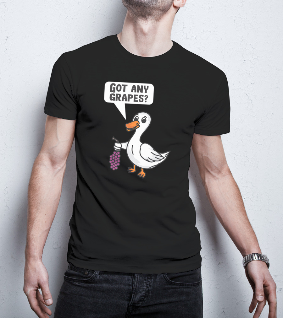 Duck Holding Grapes Asking Got Any Grapes? T-Shirt