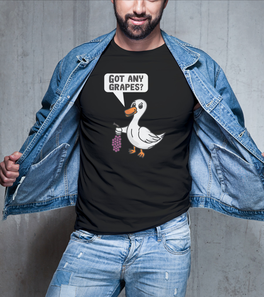 Duck Holding Grapes Asking Got Any Grapes? T-Shirt