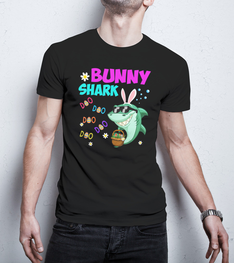 Bunny Shark Doo Easter Toddler Bunny Shark Sunglasses Basket T-Shirt