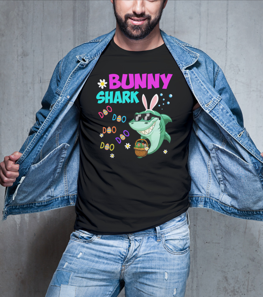 Bunny Shark Doo Easter Toddler Bunny Shark Sunglasses Basket T-Shirt