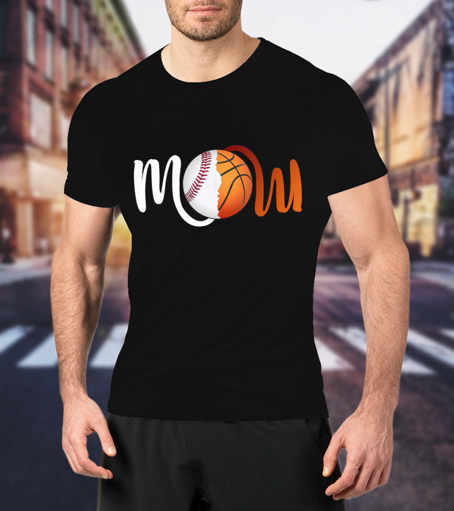 Mom Baseball Basketball Fusion T-Shirt