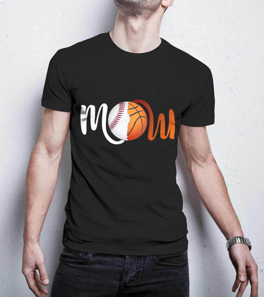 Mom Baseball Basketball Fusion T-Shirt