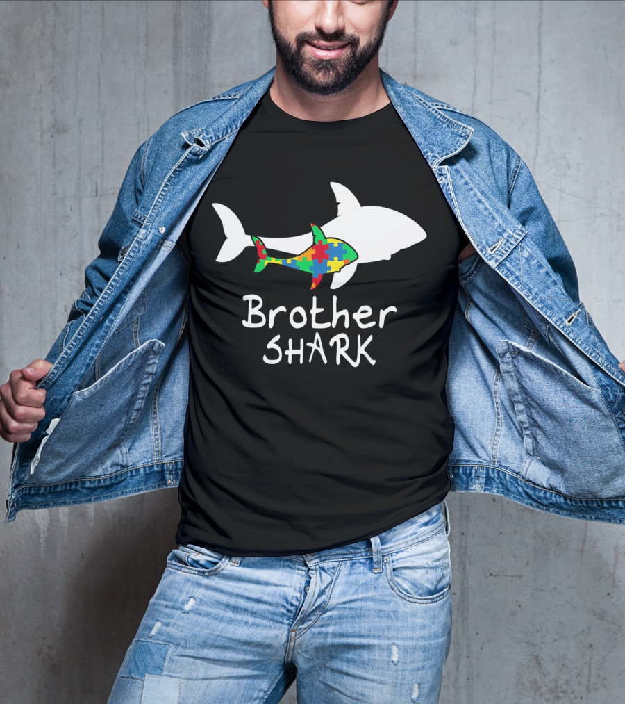 Brother Shark Autism Puzzle Piece Colors T-Shirt