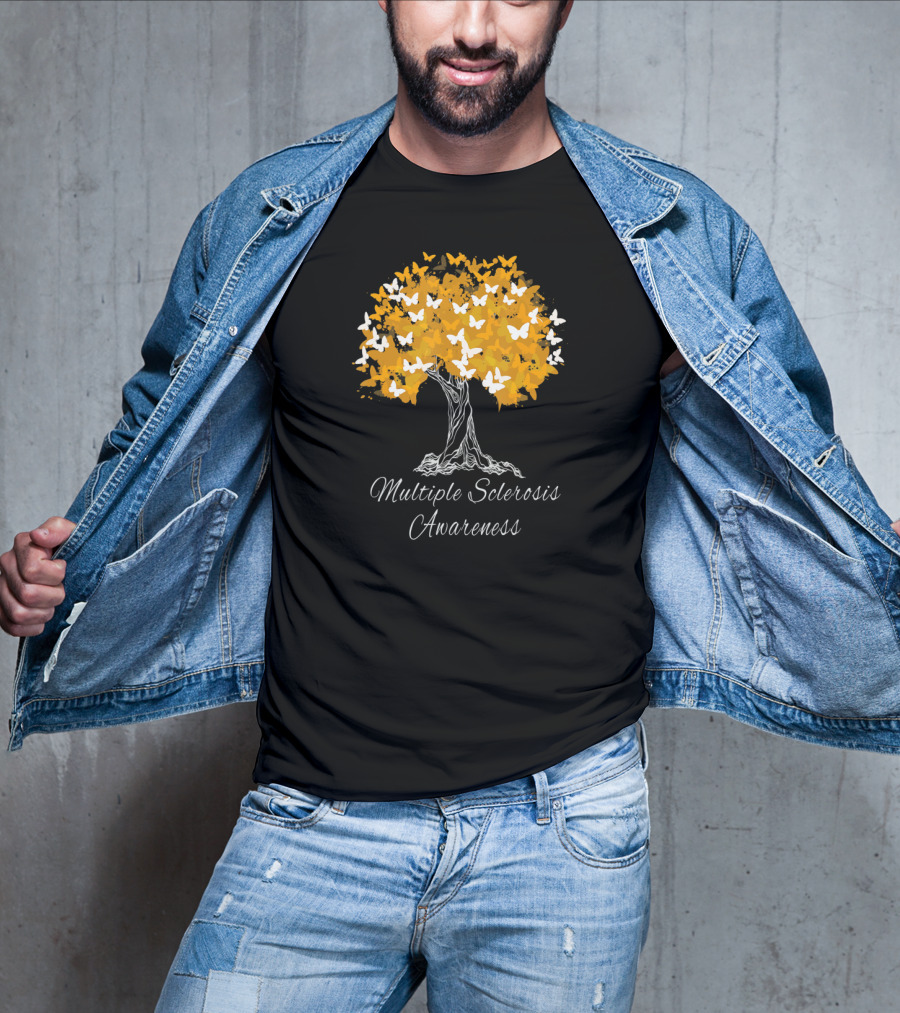 Multiple Sclerosis Awareness Tree With Butterflies T-Shirt