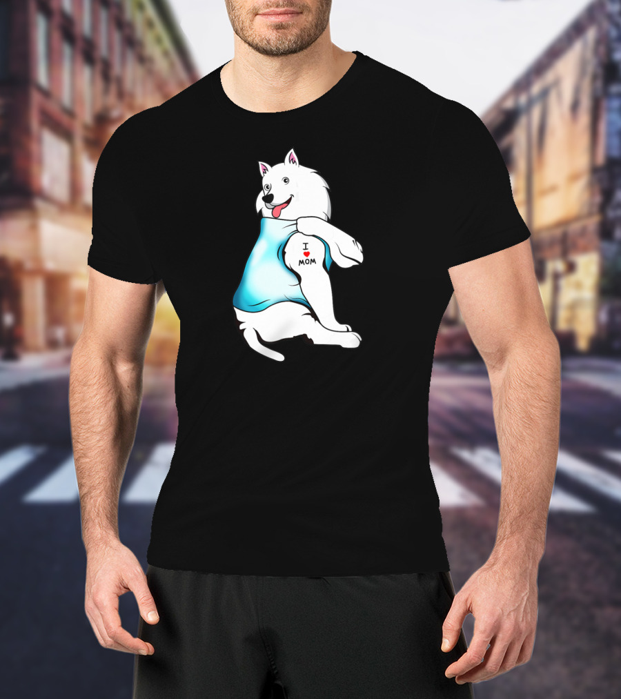American Eskimo Dog Tattoo I Love Mom T-Shirt