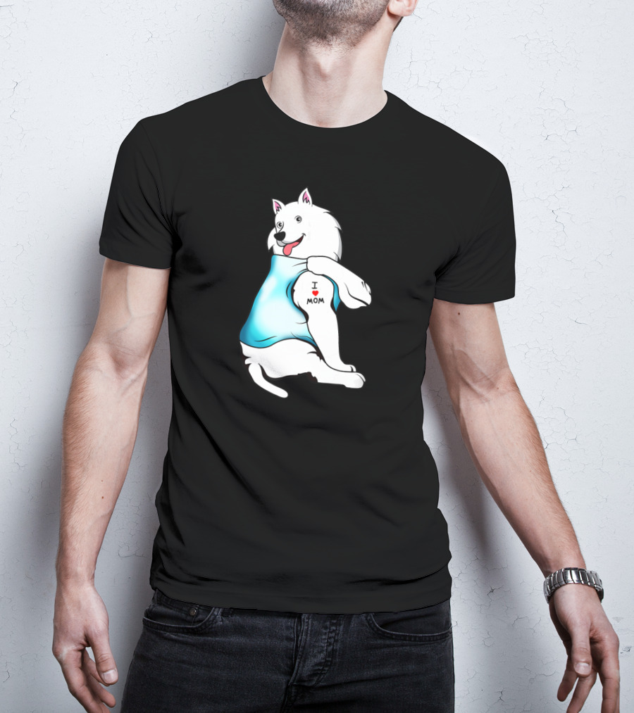 American Eskimo Dog Tattoo I Love Mom T-Shirt