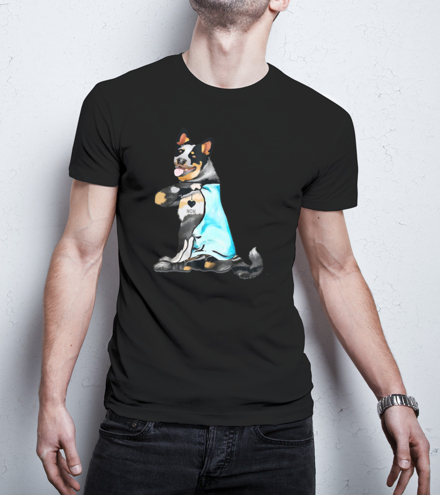 Australian Cattle Dog Tattoos I Love Mom T-Shirt