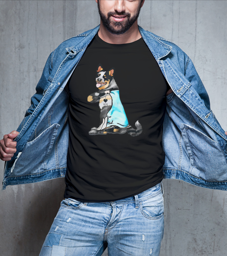 Australian Cattle Dog Tattoos I Love Mom T-Shirt