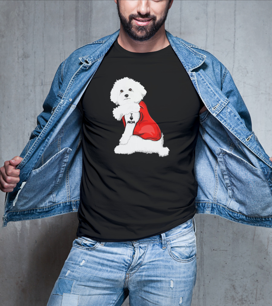 Bichon Frise I Love Mom Tattoo Red Cape T-Shirt