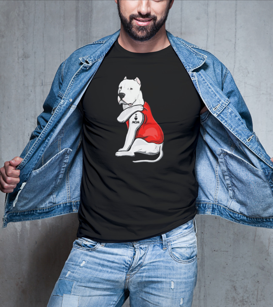Dogo Argentino I Love Mom Tattoo Red T-Shirt
