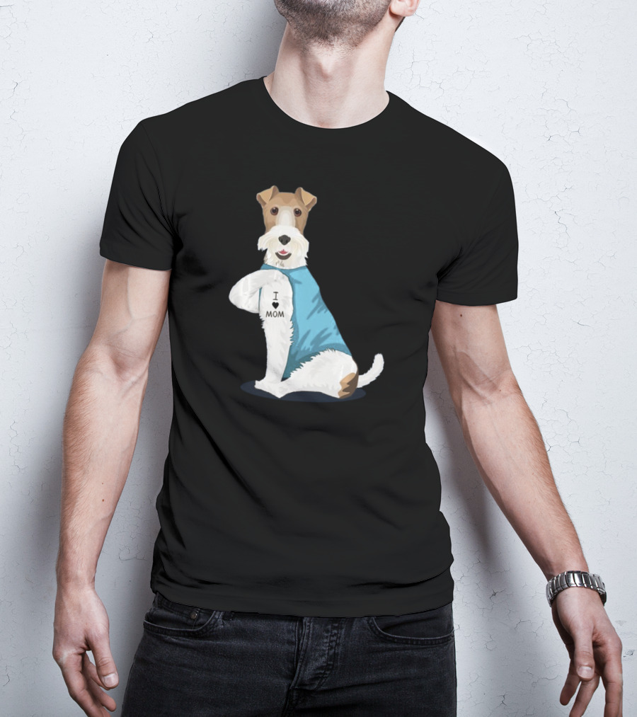 Fox Terrier I Love Mom Tattoo T-Shirt