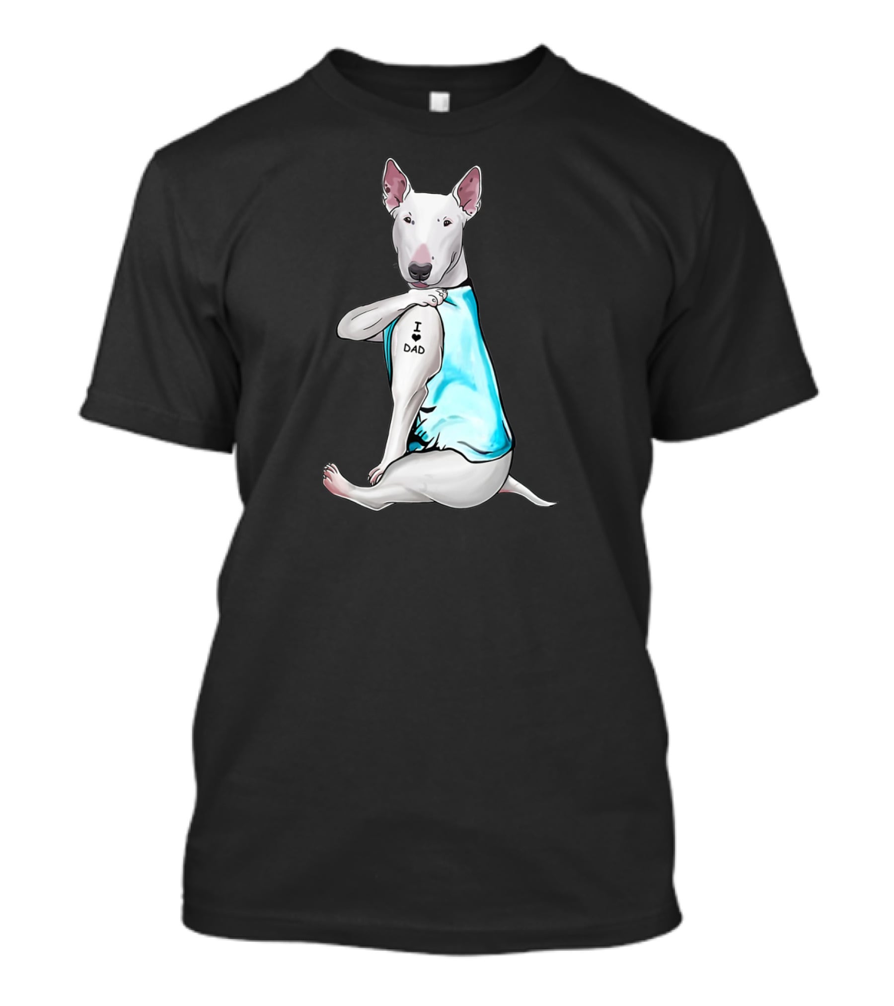 Bull Terrier I Love Dad Tattoo T-Shirt
