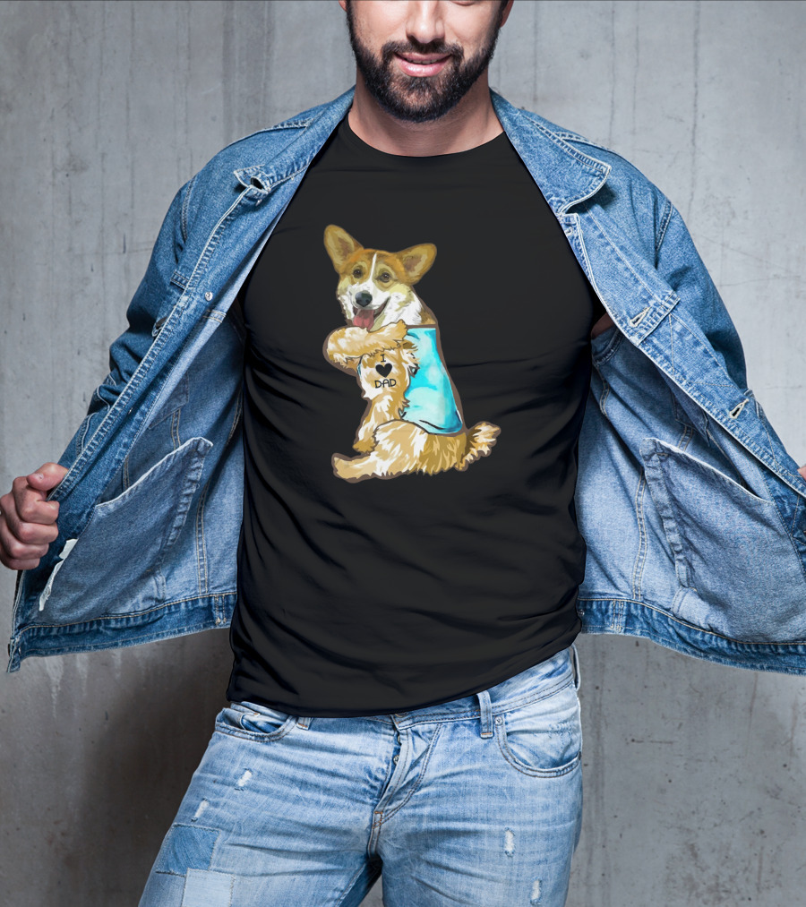 I Love Dad Corgi Father's Day For T-Shirt
