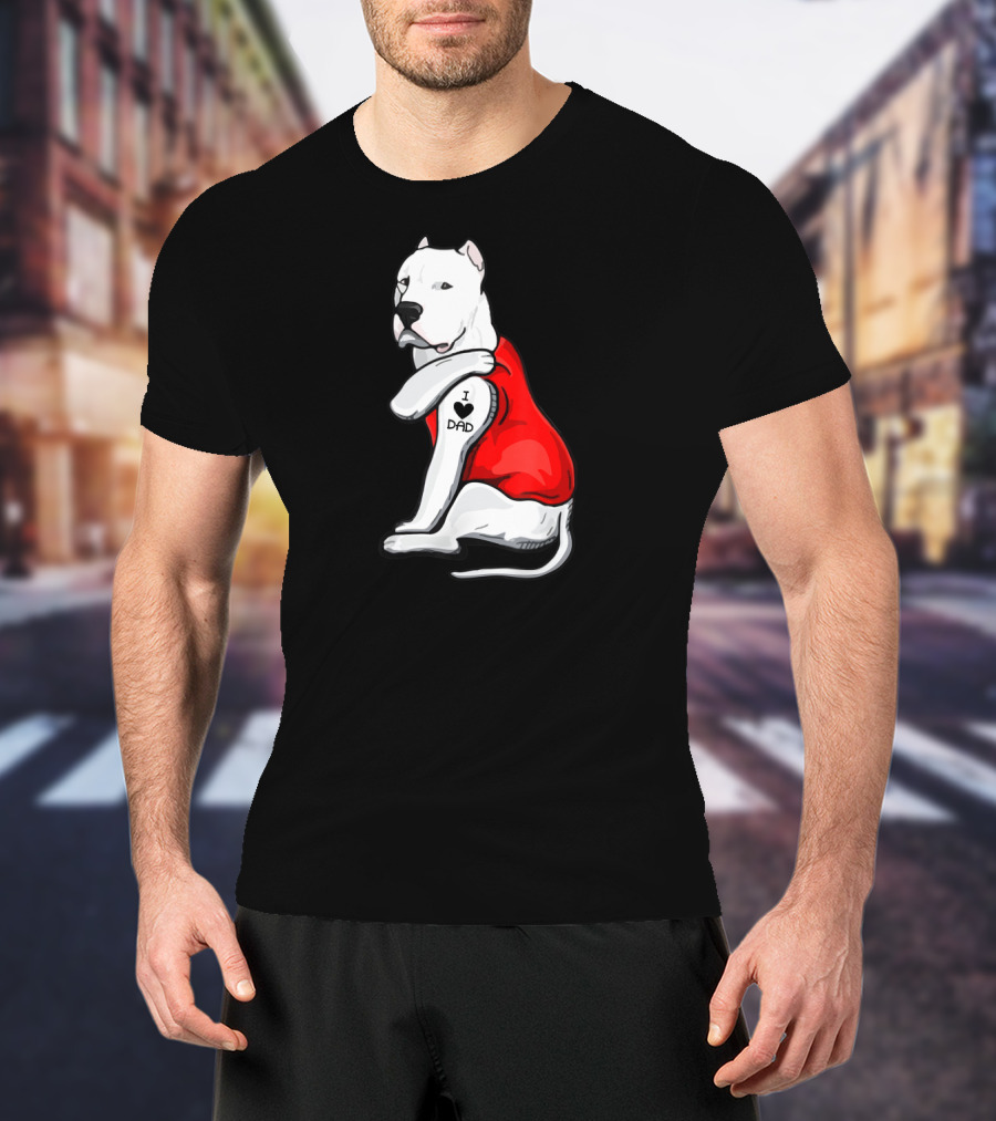 I Love Dad Dogo Argentino Father Dog In Red T-Shirt