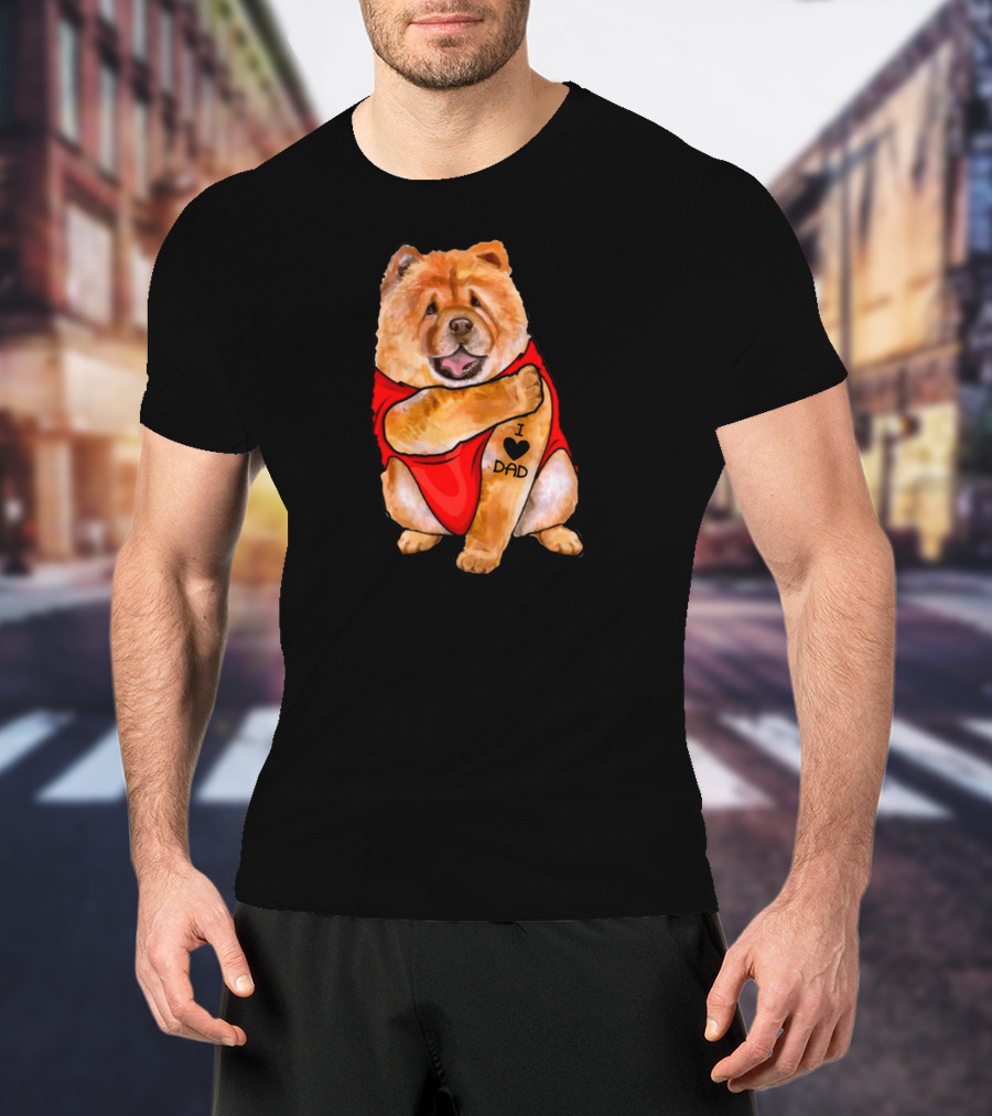 I Love Dad Chow Chow Dog Father's Day Red T-Shirt