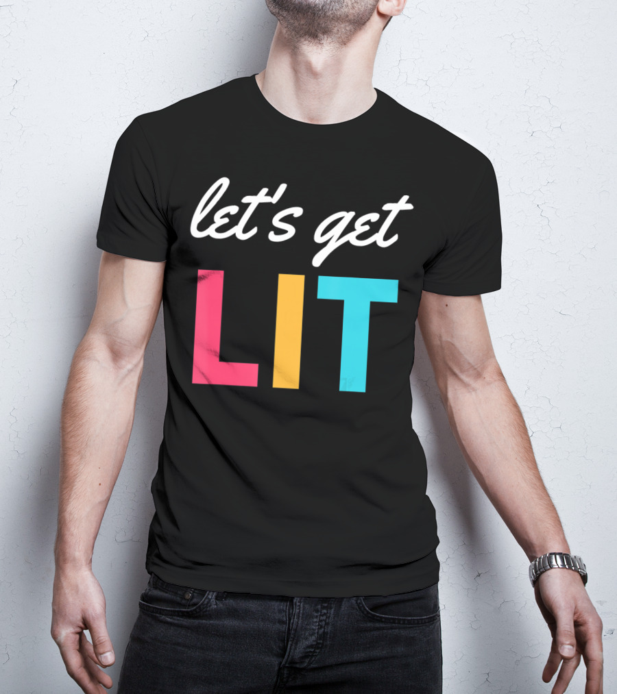 Let's Get Lit Funny Writers Teachers Retro T-Shirt