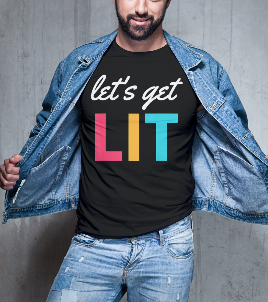 Let's Get Lit Funny Writers Teachers Retro T-Shirt