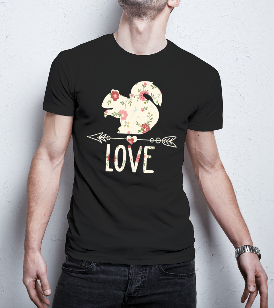 Love Squirrel Floral Vintage Flower Arrow T-Shirt