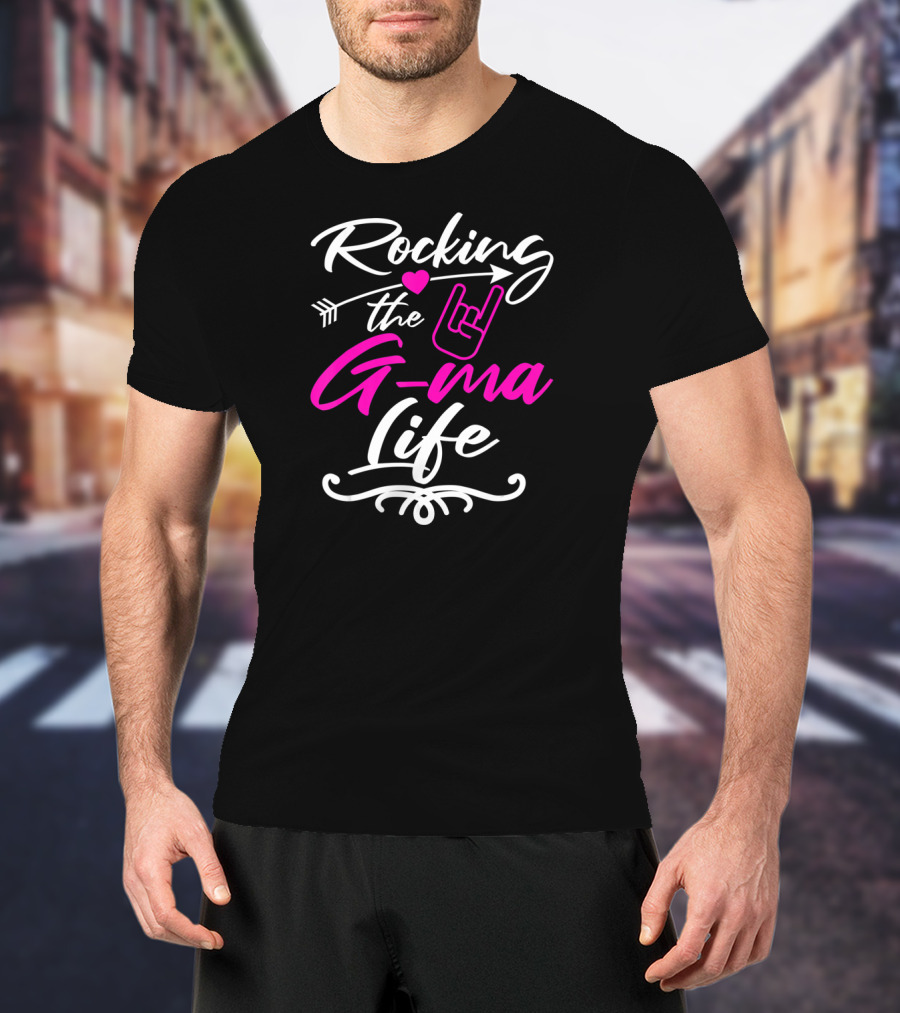 Rocking The G Ma Life Grandma Rock Hand Gesture Heart Arrow T-Shirt