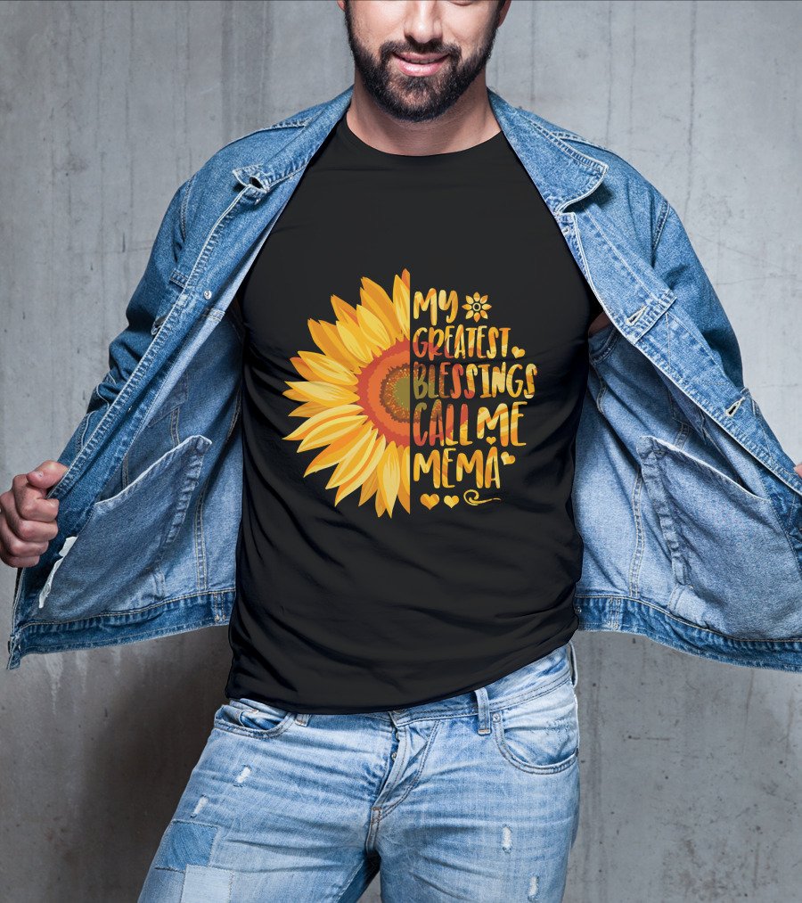 My Greatest Blessings Call Me Mema Sunflower Heart T-Shirt