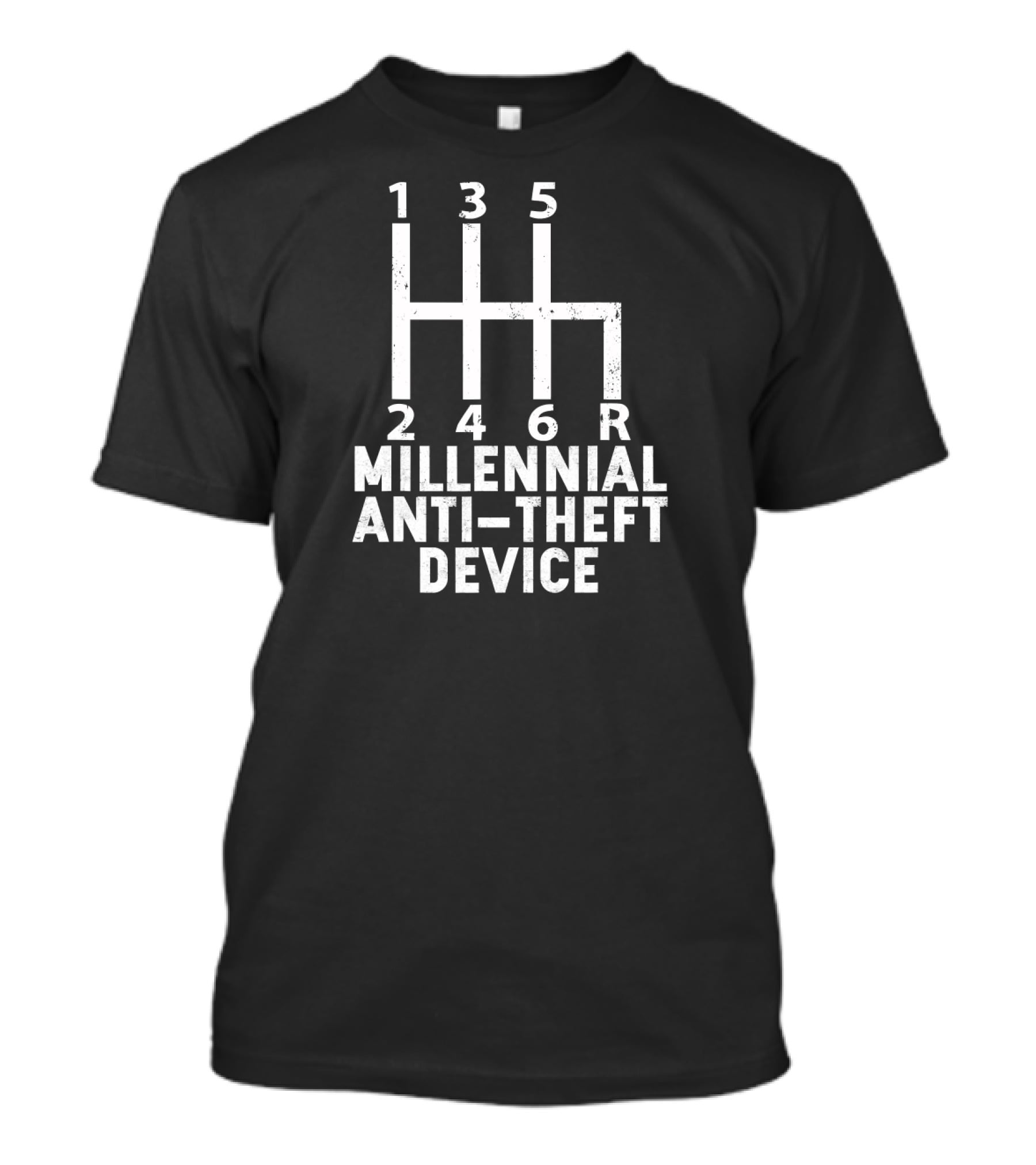 Millennial Anti-Theft Device Stick Shift Gear Diagram T-Shirt