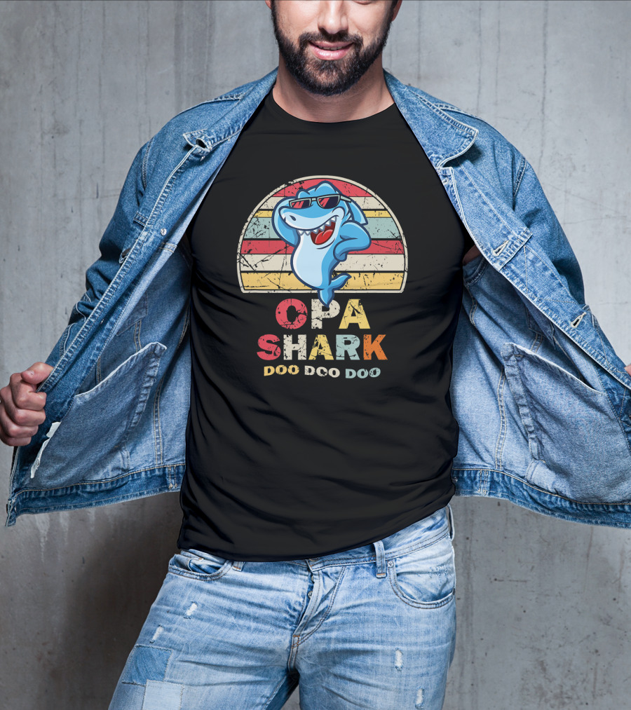 Opa Shark Doo Doo Doo Vintage Style Father T-Shirt